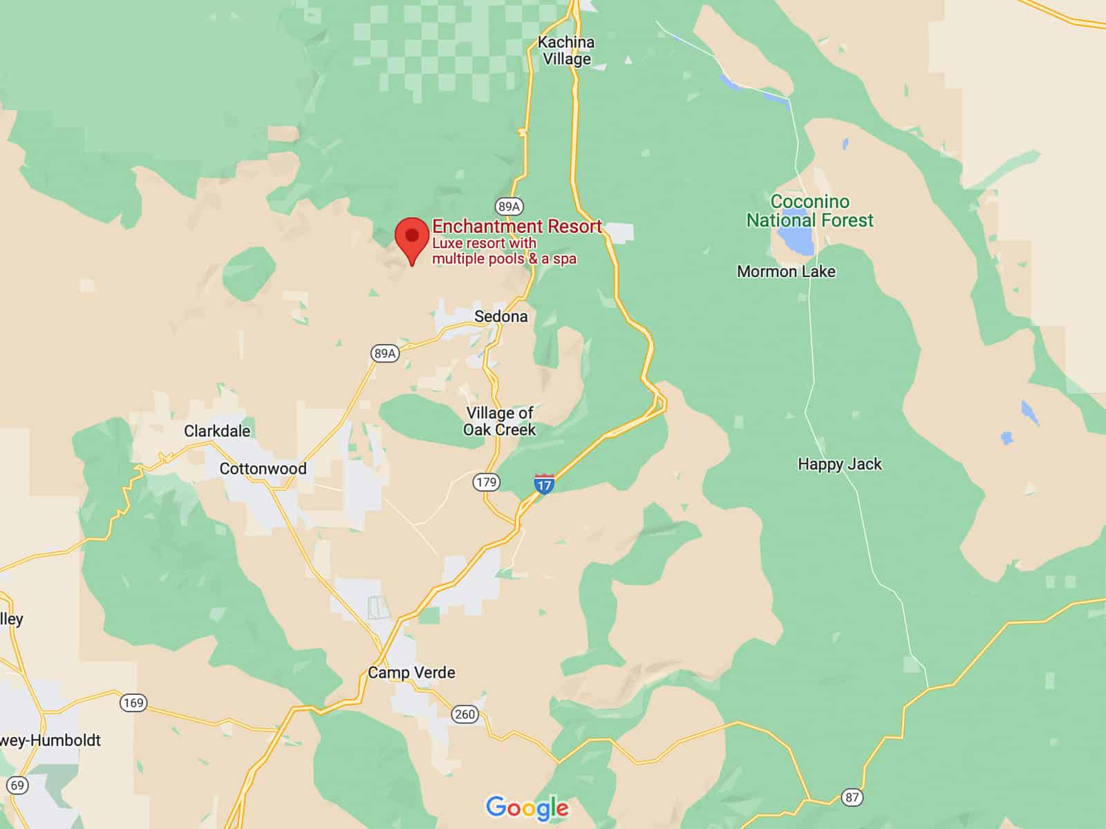 google map image - enchantment resort