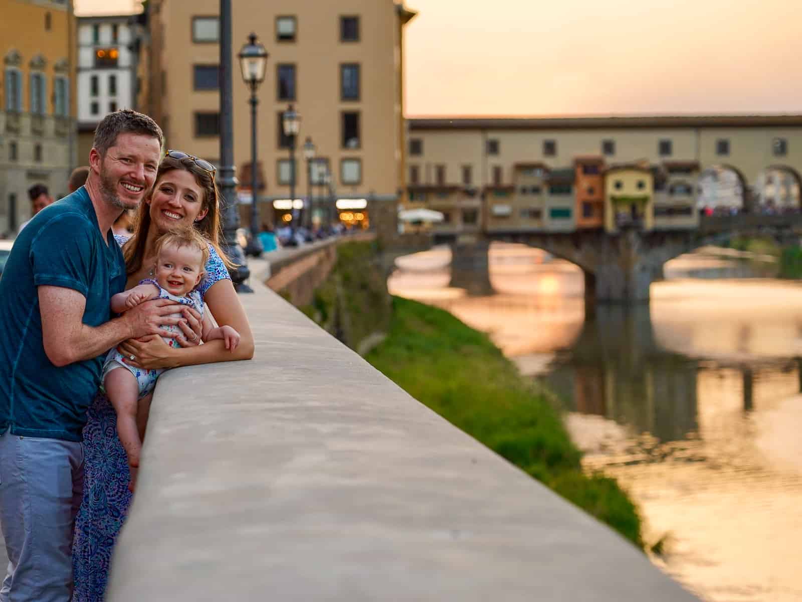 family at ponte vecchio - florence tuscany travel guide with baby
