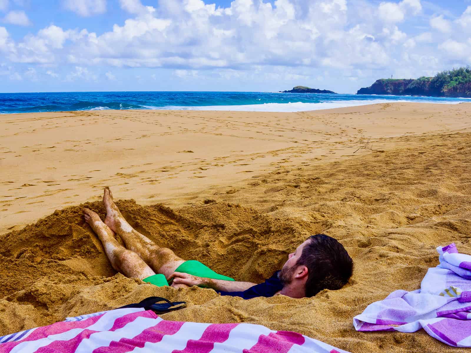 man relaxing on secret beach