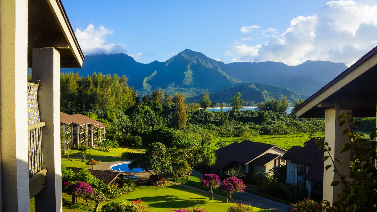 view from resort of Hanalei Bay - ultimate guide to kauai