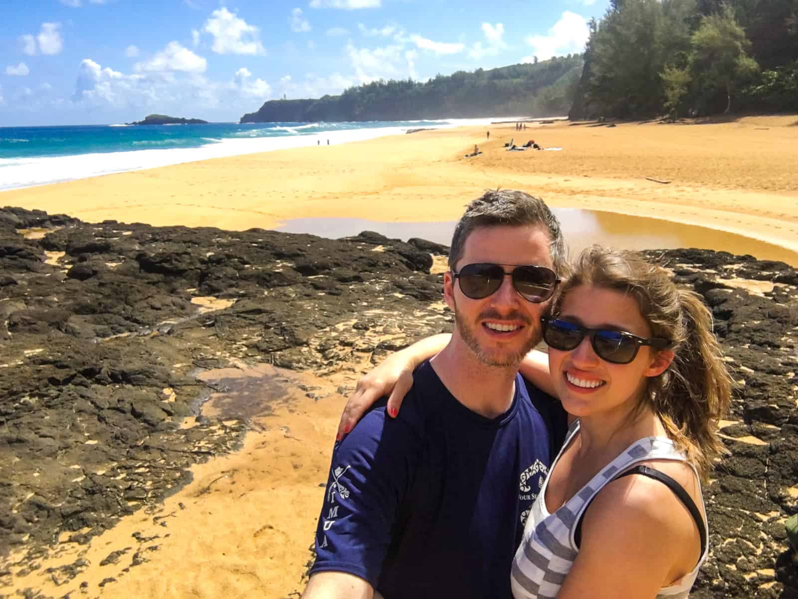 couple posing on secret beach