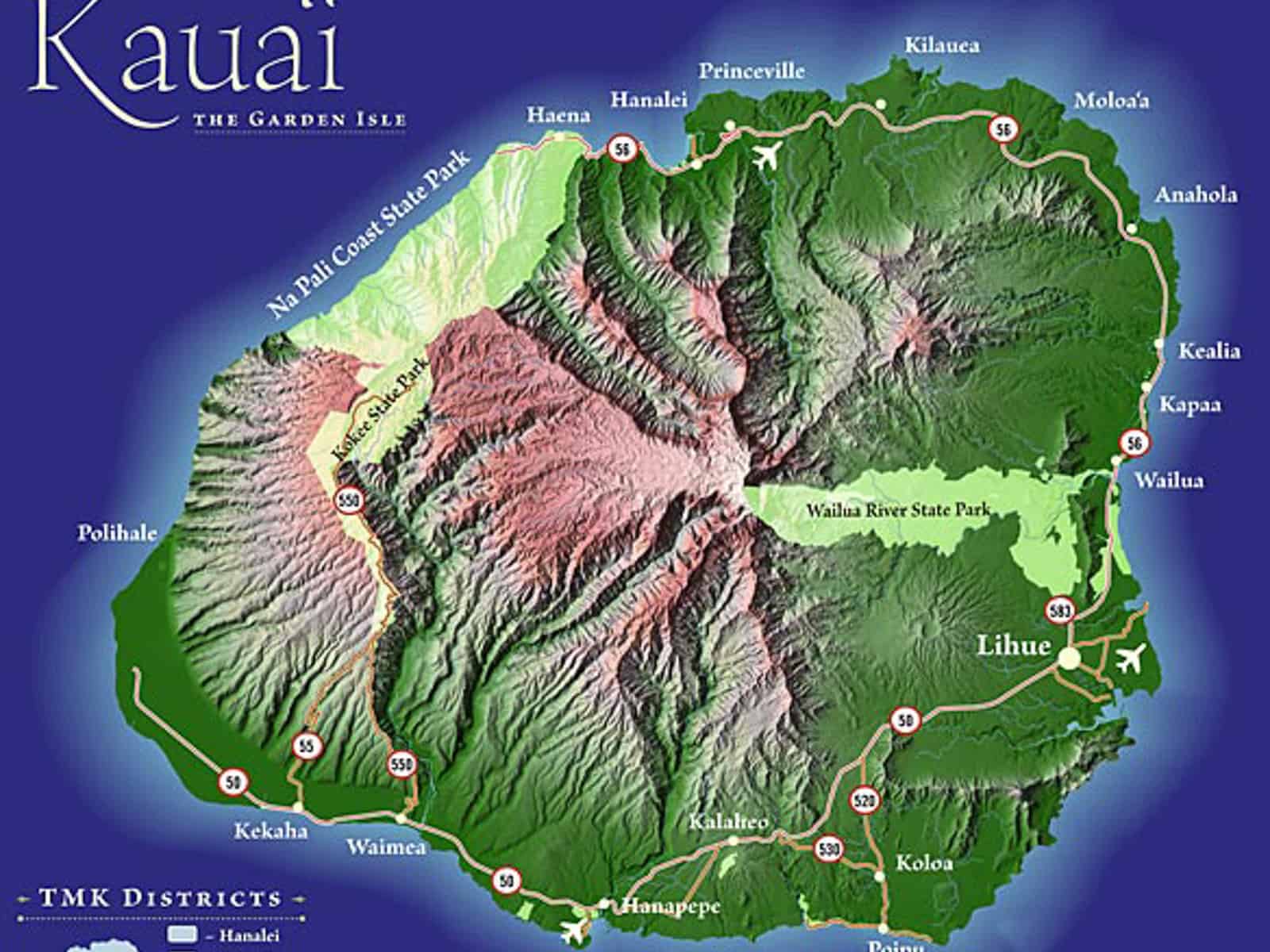 map of kauai