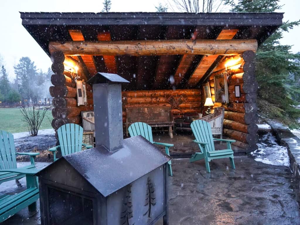 firepit at whiteface lodge - winter weekend in Lake Placid