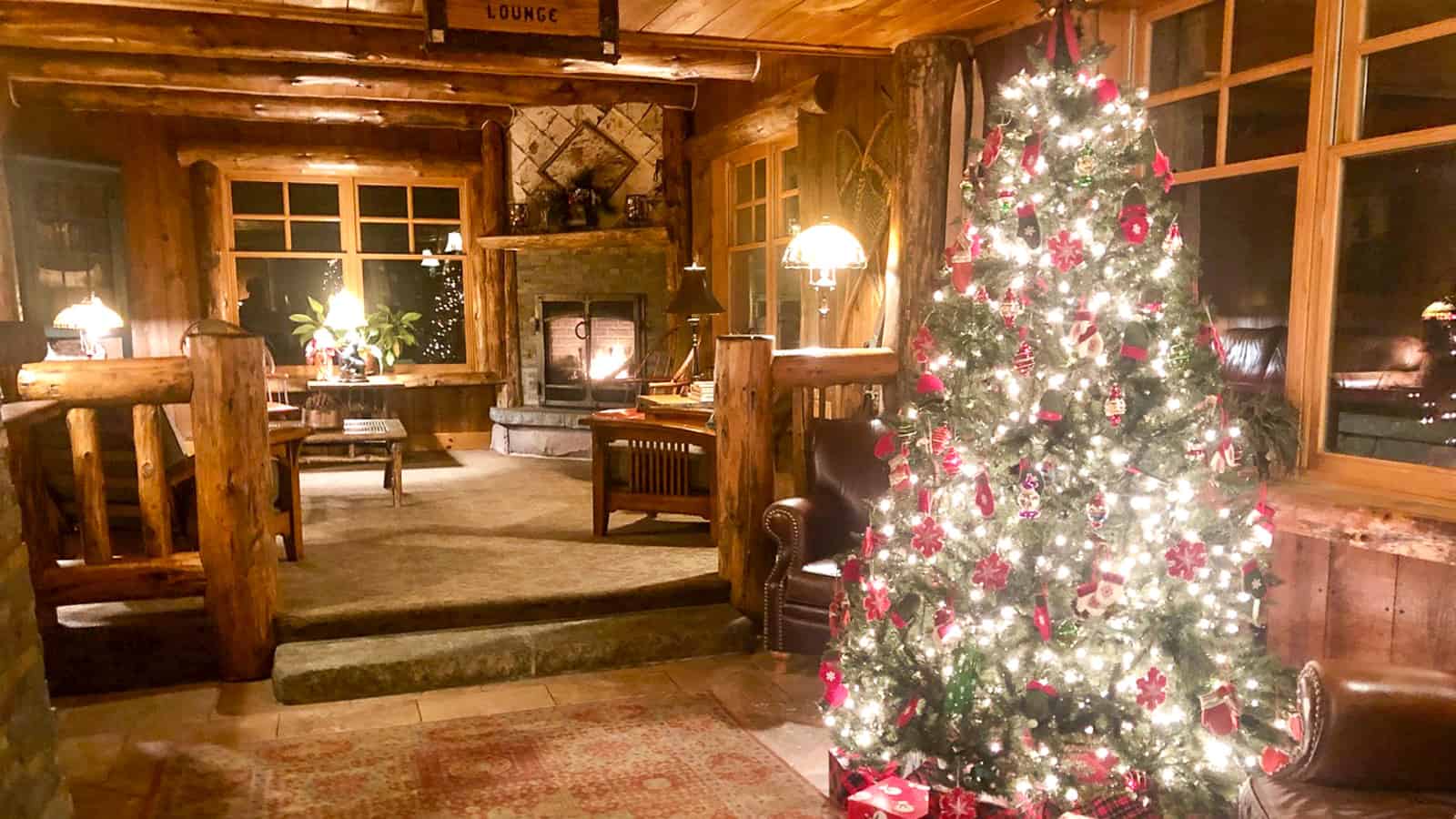 lobby of whiteface lodge - winter weekend in Lake Placid