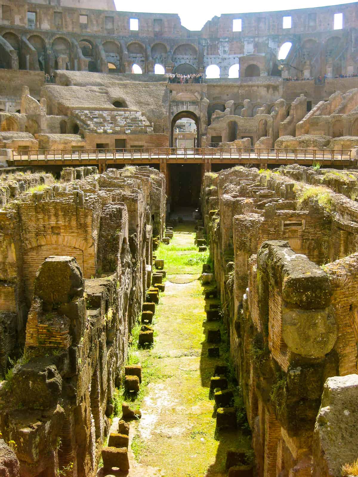 view of underground part of colosseum Rome Italy