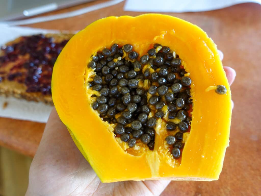 papaya split in half