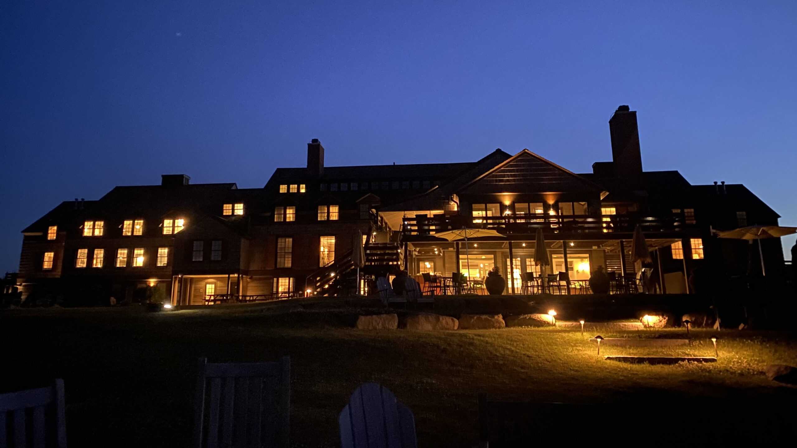 weekapaug at night - luxury Rhode Island family resort Weekapaug Inn