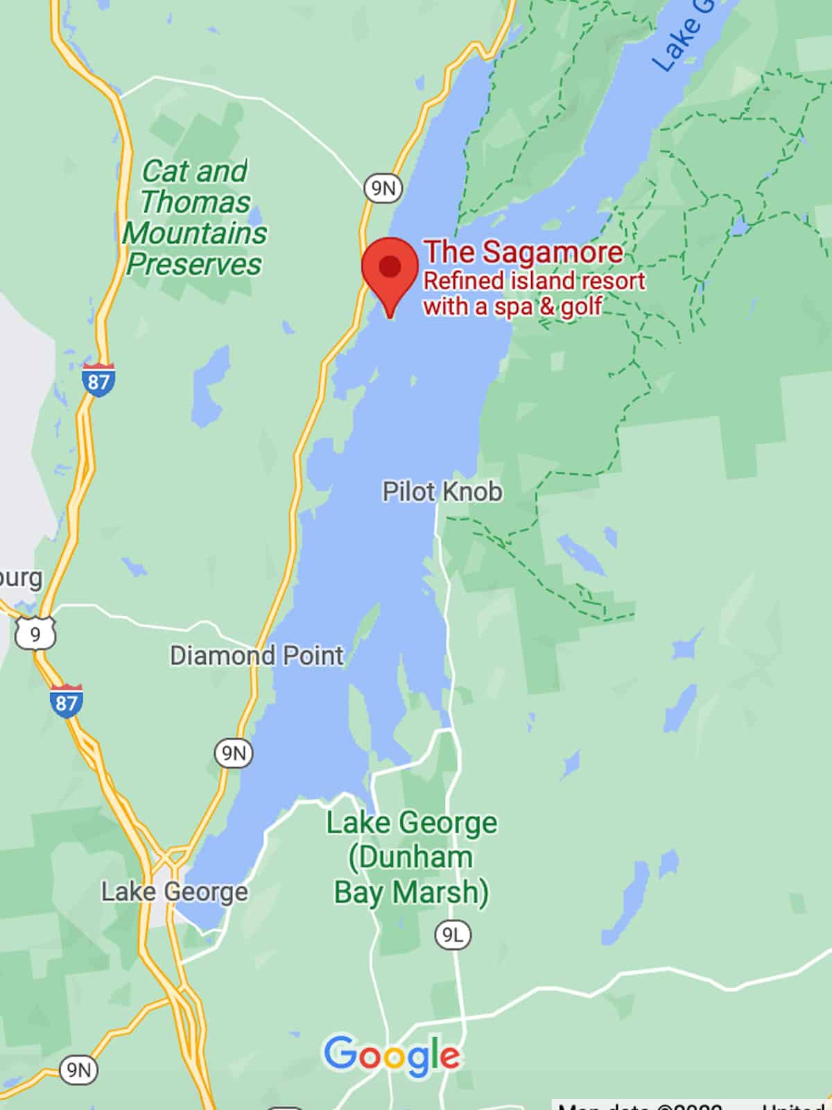 google map image of sagamore resort location