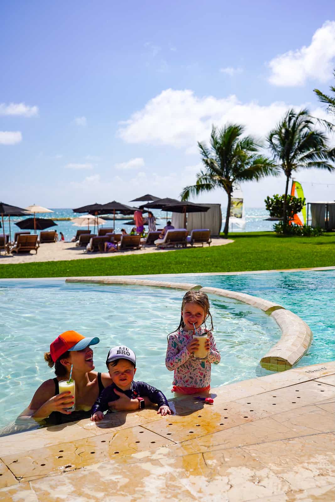 mom and kids at Punta bonita pool