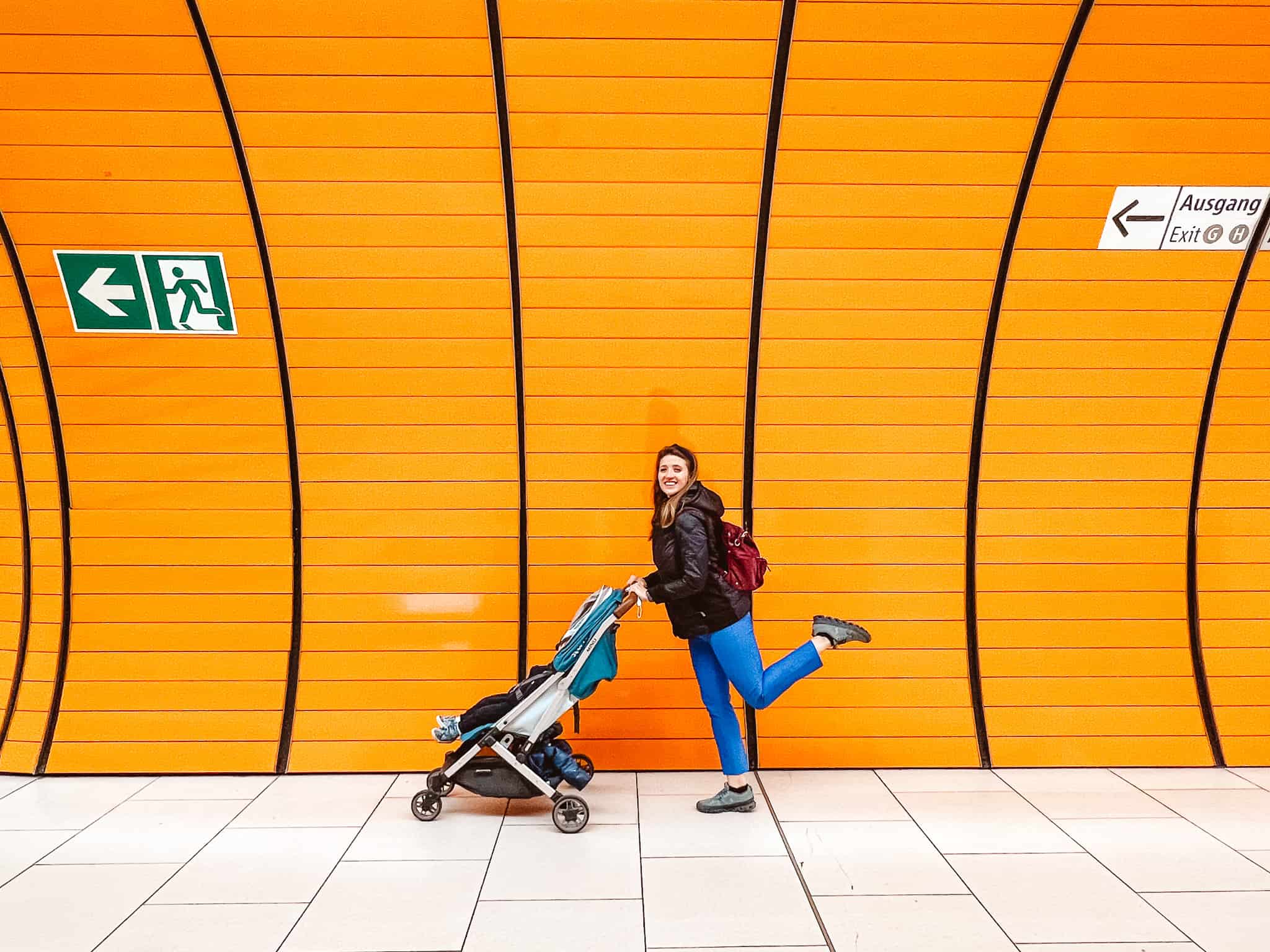 woman and baby at U-Bahn - munich with kids