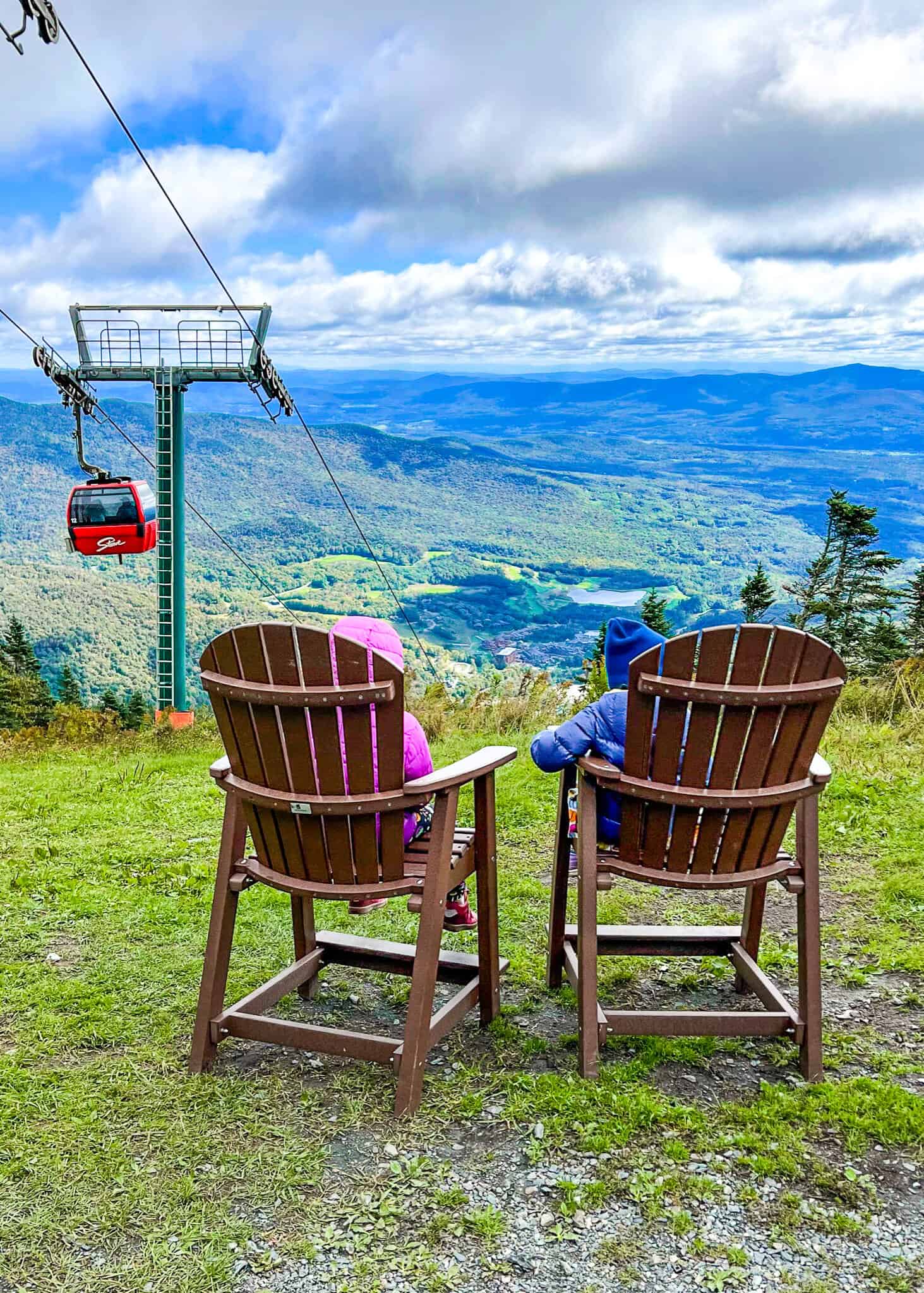 kids sitting at top of Mount Mansfield - things to do Stowe vt