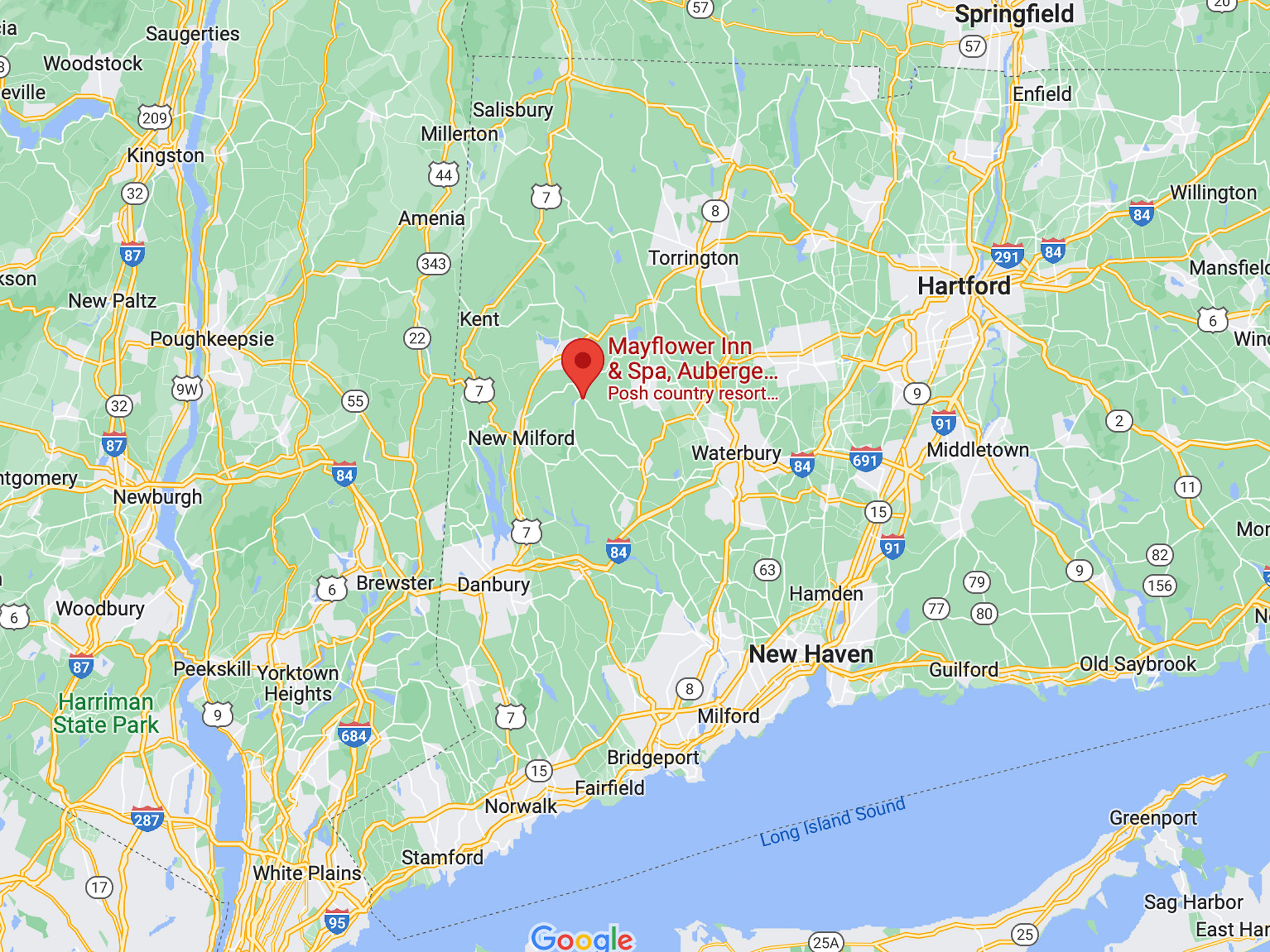 google maps image of mayflower inn