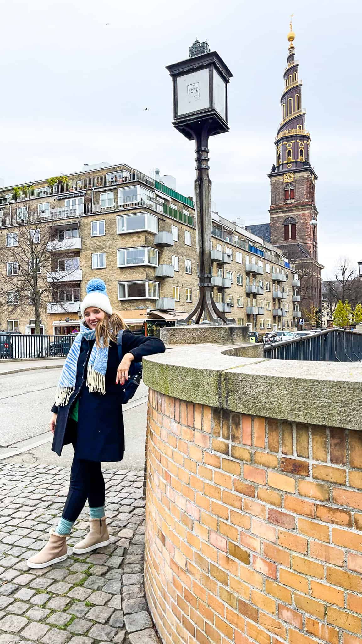 girl in front of church of st saviour Copenhagen