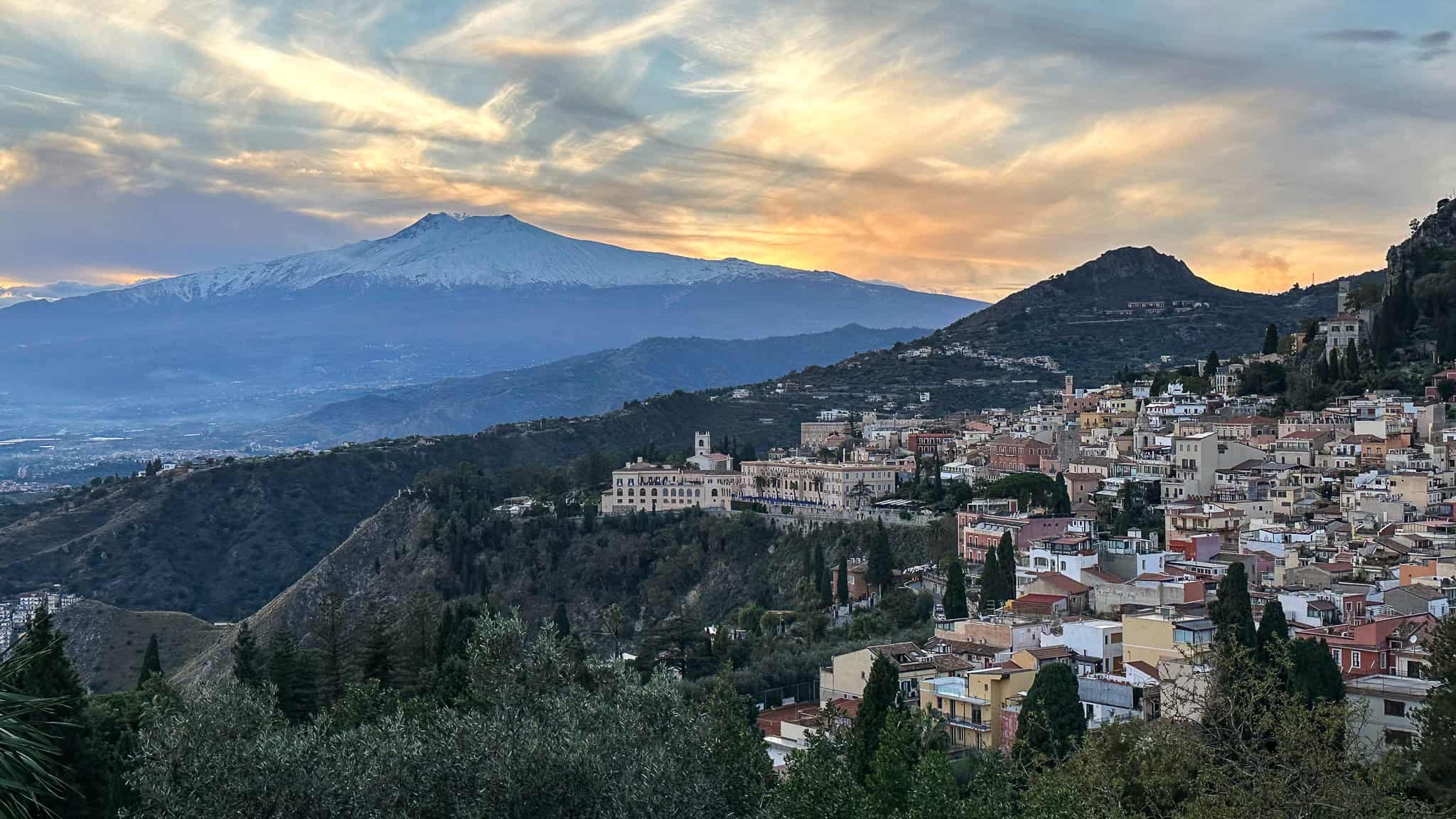 view of taormina and mt etna - luxury villa in sicily